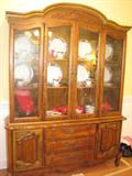Beautiful French Provinical China Cabinet PLUS Lovely Christmas Dinnerware