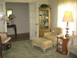 Lovely Gold Curio Cabinet & Cute Little Chair With Ottoman