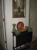 Cute Little Vintage Drop Leaf Table Holds Some Of The Pottery