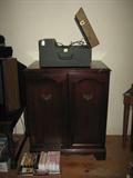 Vintage Record Player & Old Record Cabinet