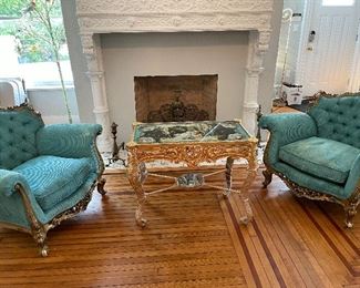 Gold Gilt furniture! Limoge Tables!