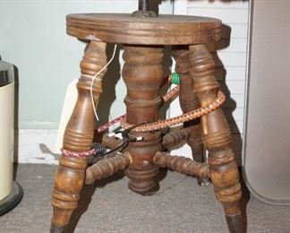 Antique piano stool with claw glass feet, needs some love!
