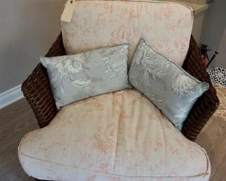 Pair of rattan arm chairs