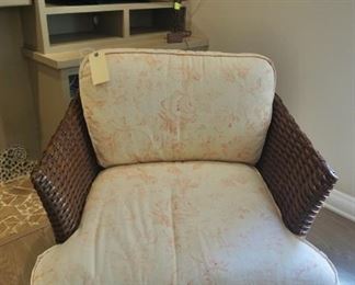 pair of rattan armchairs