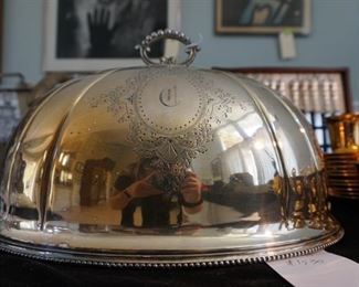 Antique silver plate turkey cover