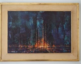 Vintage mid century Leonardo Nierman original painting, signed 1965