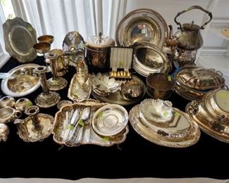 Lots of vintage and antique silver plate pieces!