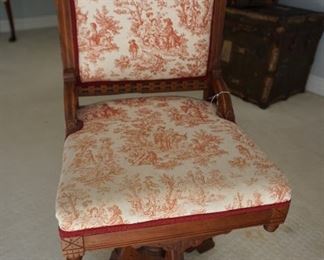 Antique refurbished Eastlake swiveling chair