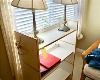 Bookshelf and lamps