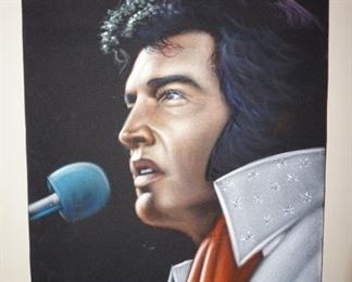 Vintage Elvis Presley painting on velvet by Argo