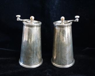 Sterling Silver antique salt and pepper grinders from the Guggenheim Estate