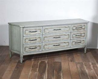 Painted Blue Dresser, 9 Drawers