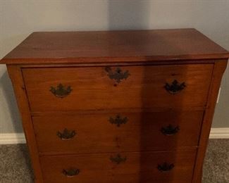 antique maple 3 drawer chest