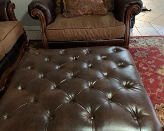 leather ottoman and oversized chair
