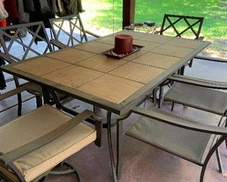 tile top patio table and 6 chairs