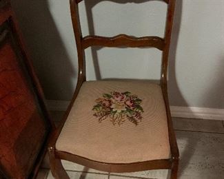 side chair with needlepoint seat