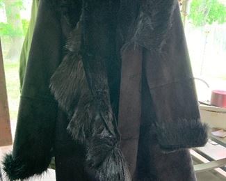 Leather and black fur jacket