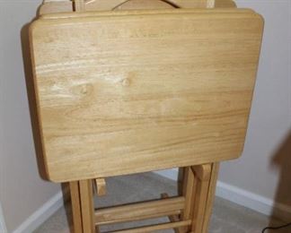 WOOD TV TRAY SET