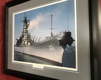 Framed Photo of USS Missouri - Harry S Truman stood on USS Missouri and ended WWII.  Seller stood where m President Truman stood.