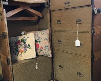 I love steamer trunks and this is one of the best I have seen.  Insides in excellent condition. Hangers, briefcase/jewelry case, drawers of 3 different sizes. Handles in good shape.