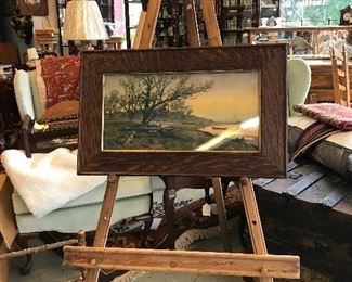 Love this primitive easel.  This picture's frame was made by seller...built on a small gold frame.