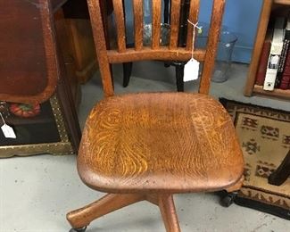 Swivel Oak Navy Office Chair 1930-1950.  Comes apart for easy moving.