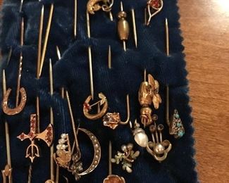 Antique Lapel Pins - Turq, Amethyst, Peridot, Pearl, Amber, Ruby, Gold,Onyx, etc. priced individually