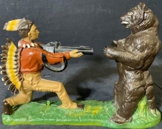 Vintage Bear & Hunter Figural Bank
