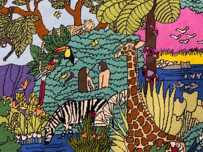 Needlepoint Garden of Eden Tapestry

