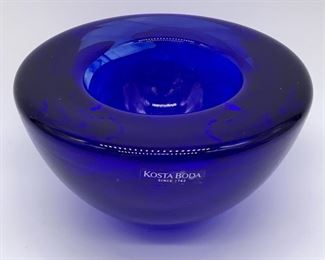 KOSTA BODA Cobalt Blue Art Glass Bowl
