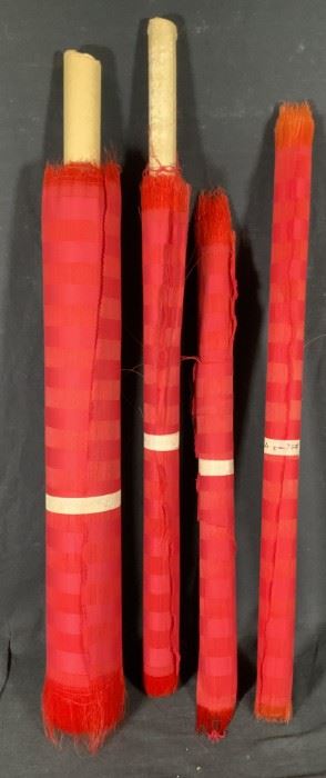 Lot 4 Rolled Red Striped & Frayed Edge Fabric
