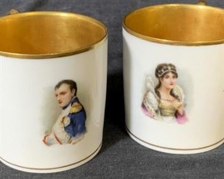 Pair Painted Porcelain Cups
