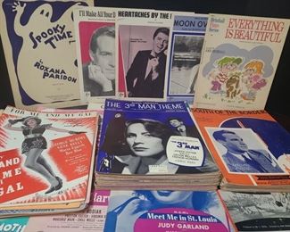 Sheet music from famous movies and songs by famous singers and actors/actresses. Shirley Temple, Lucille Ball, Hank Williams, Frank Sinatra and lots more. https://ctbids.com/#!/description/share/955276