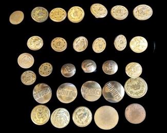 Includes 30 brass buttons from WW2 and later, some buttons do have Waterbury stamped on back. https://ctbids.com/#!/description/share/955272