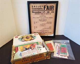 Includes framed Salley Community Fair Ad (measures 13"H x 9 1/2"L) and ticket stubs for sports, amusement parks, shows, movies and concerts. In this awesome collection you will find tickets to an Alabama concert, Chicago Cubs 1951, Coca Cola 600 from 1996 and so many other great shows. https://ctbids.com/#!/description/share/955264