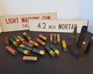 Bullet casings from WWII and artillery signs that measure 13 1/2"L. https://ctbids.com/#!/description/share/955261
