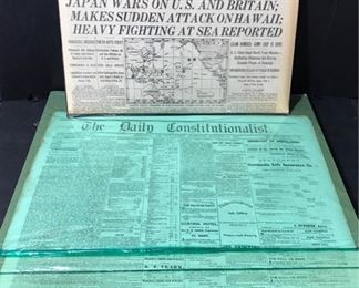 This lot contains four copies of “The Daily Constitutionalist” from 1873 and a copy of “The New York Times” from 1941 after the attack on Pearl Harbor. https://ctbids.com/#!/description/share/955253