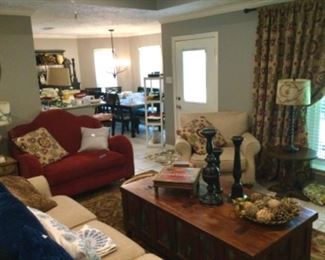 Very nice upholstered furniture and lots of cute decor items