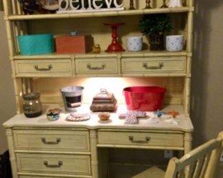 Desk with lighted hutch and matching chair 
