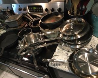 Cuisinart cookware; cast iron skillet; assorted cookware