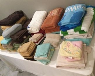 Towels and more towels, including beach towels
