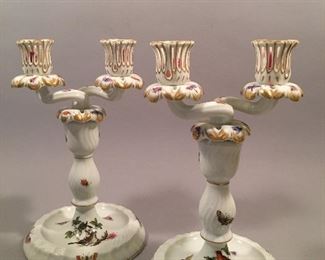 Pair of Herend Rothschild Candle Holders 