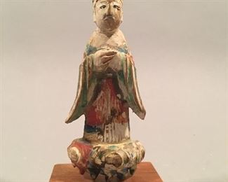 Vintage Chinese Hand Painted Wood Figure 