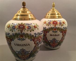 Vintage Delft Tobacco Jars “Virginia” and “McLean”