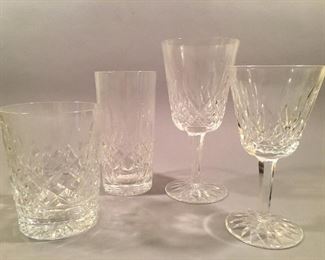 Waterford Crystal “Lismore”, 6 Double Rocks, 8 Highballs, 12 White Wine and 12 Red Wine