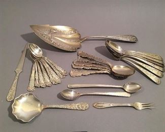 Antique Sterling Silver Pieces featuring an Antique Justis & Armiger Dessert Spoon 