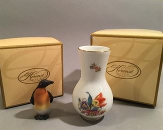 Herend Penguin and Herend Bud Vase 