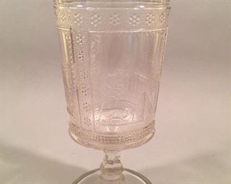 Victorian Egyptian Revival Glass Spooner attributed to Adams Glass