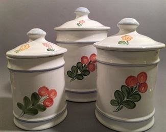 Her end Village Pottery Set of Canisters 