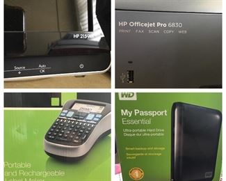 Home Office Equipment and Accessories, HP 2159m Monitor, HP Officejet Pro 6830 Printer, WD My Passport Essential, Dymo Label Manager and others not pictured 